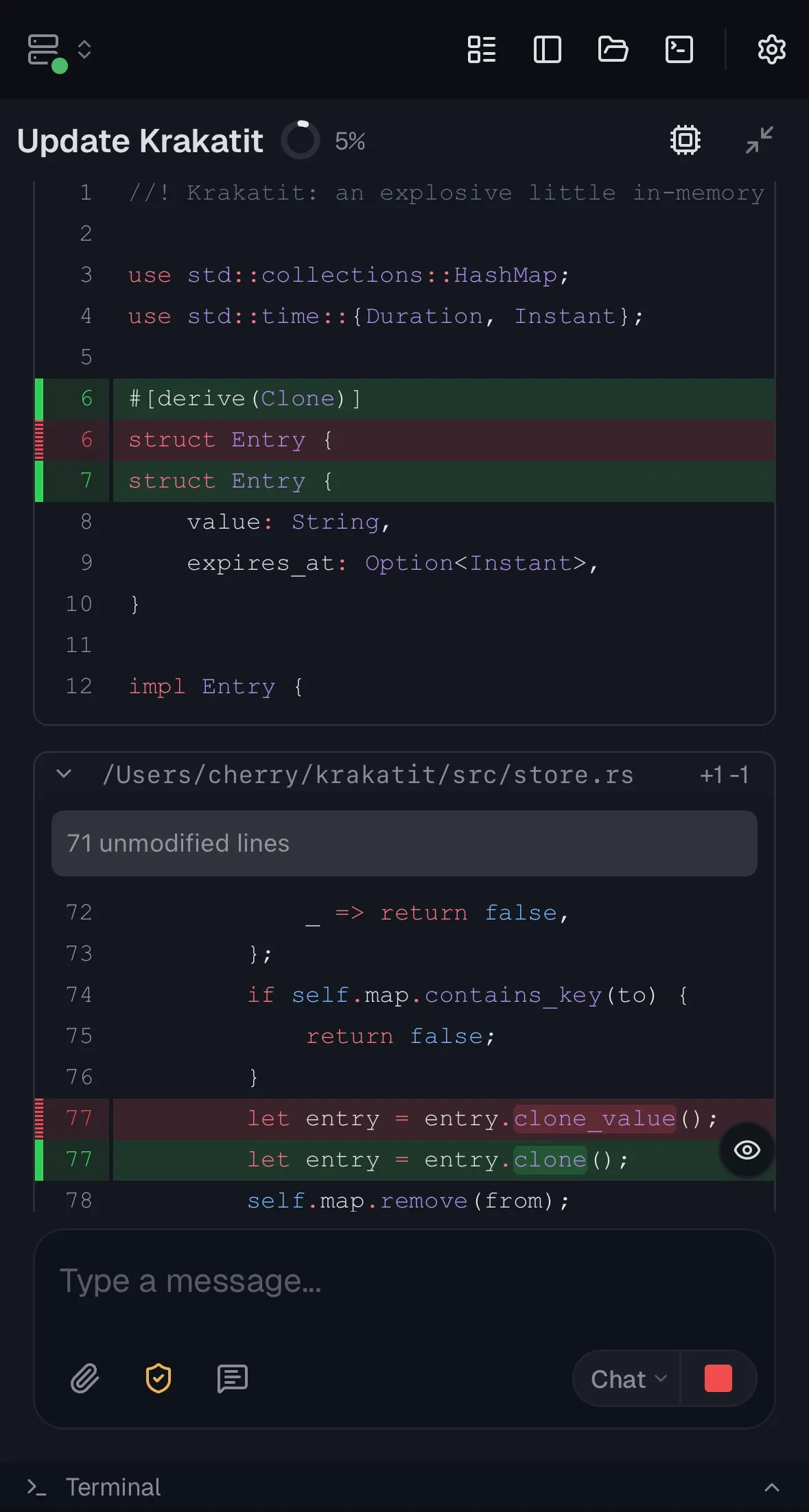 The Prokop client installed as a PWA on a phone